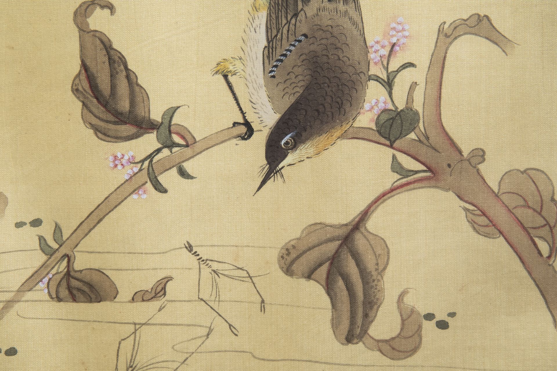 Chinese school, ink and colours on silk, 19th/20th C.: Ten paintings of birds between blossoms - Image 36 of 62