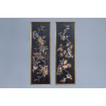 Two Chinese embroidered silk panels with floral designs, 19th/20th C.