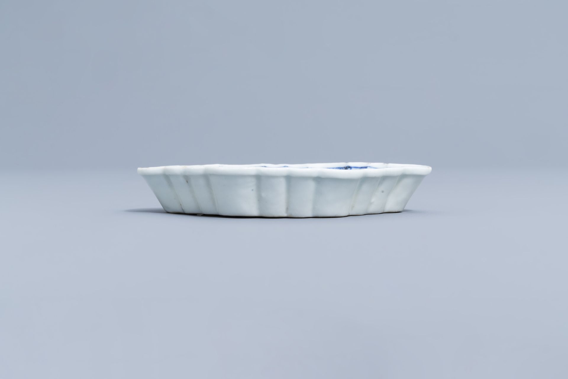 A Chinese blue and white salt and a 'Romance of the Western Chamber' spoon tray, Kangxi - Image 8 of 26