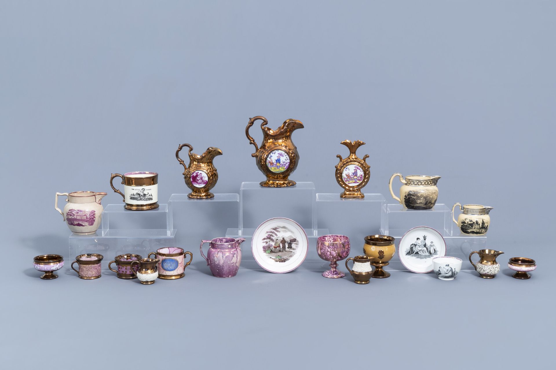 A varied collection of English lustreware items, 19th C. - Image 2 of 42