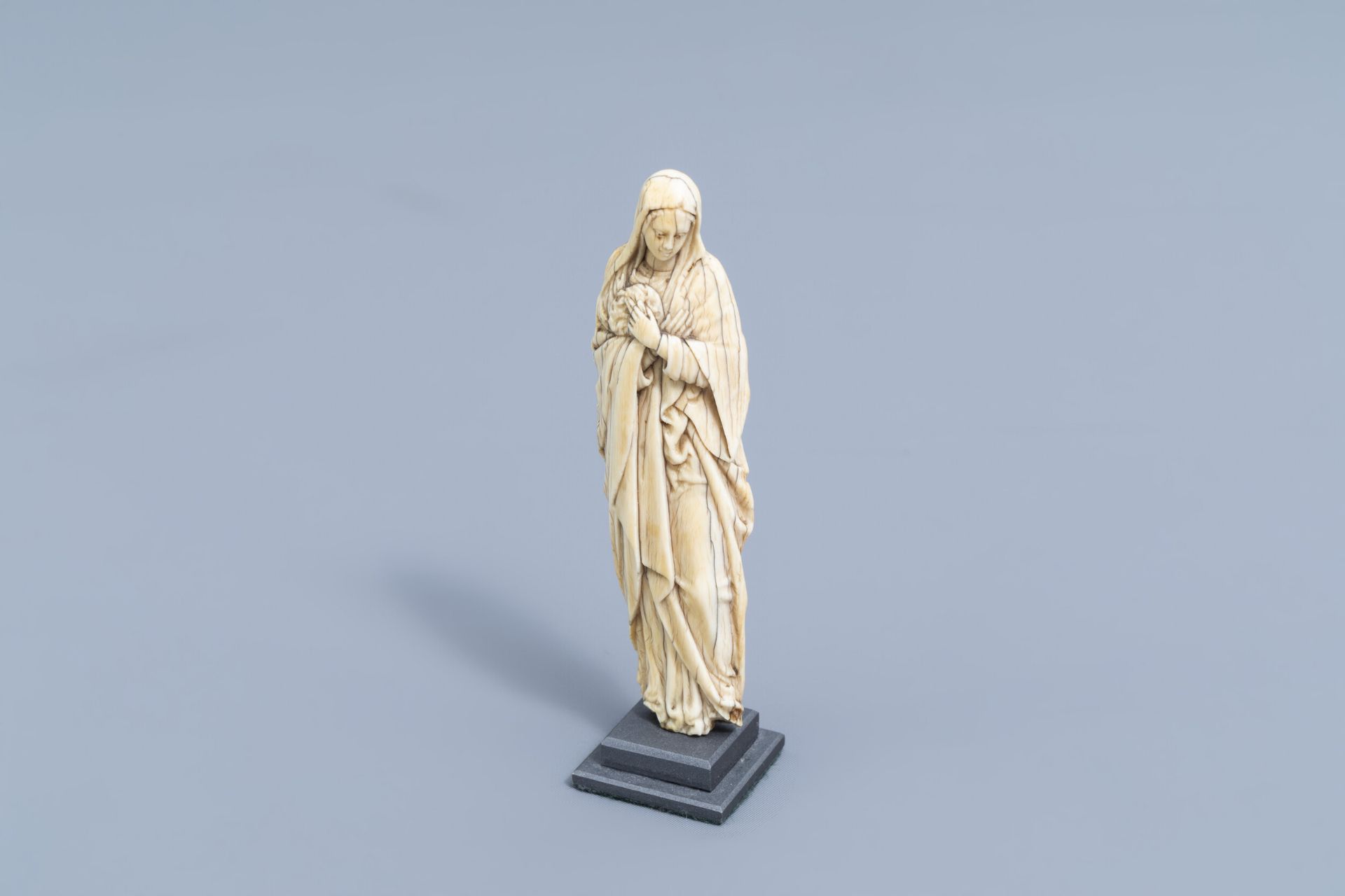 A French finely carved ivory Mother of Sorrows, ca. 1500