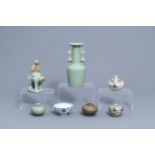 A varied collection of Chinese blue, white and celadon porcelain, Ming and later