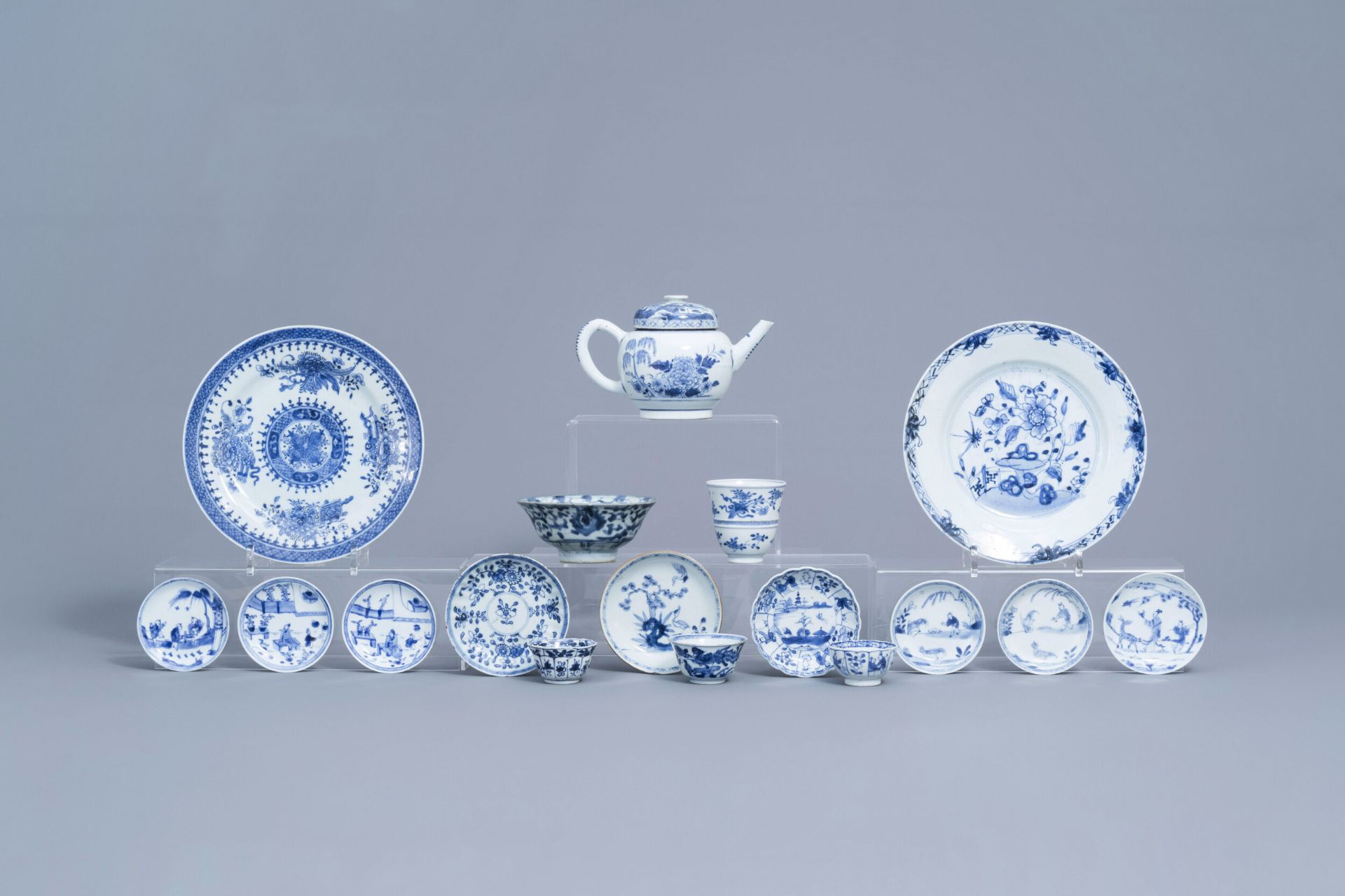 A varied collection of Chinese blue and white porcelain, 18th C. and later