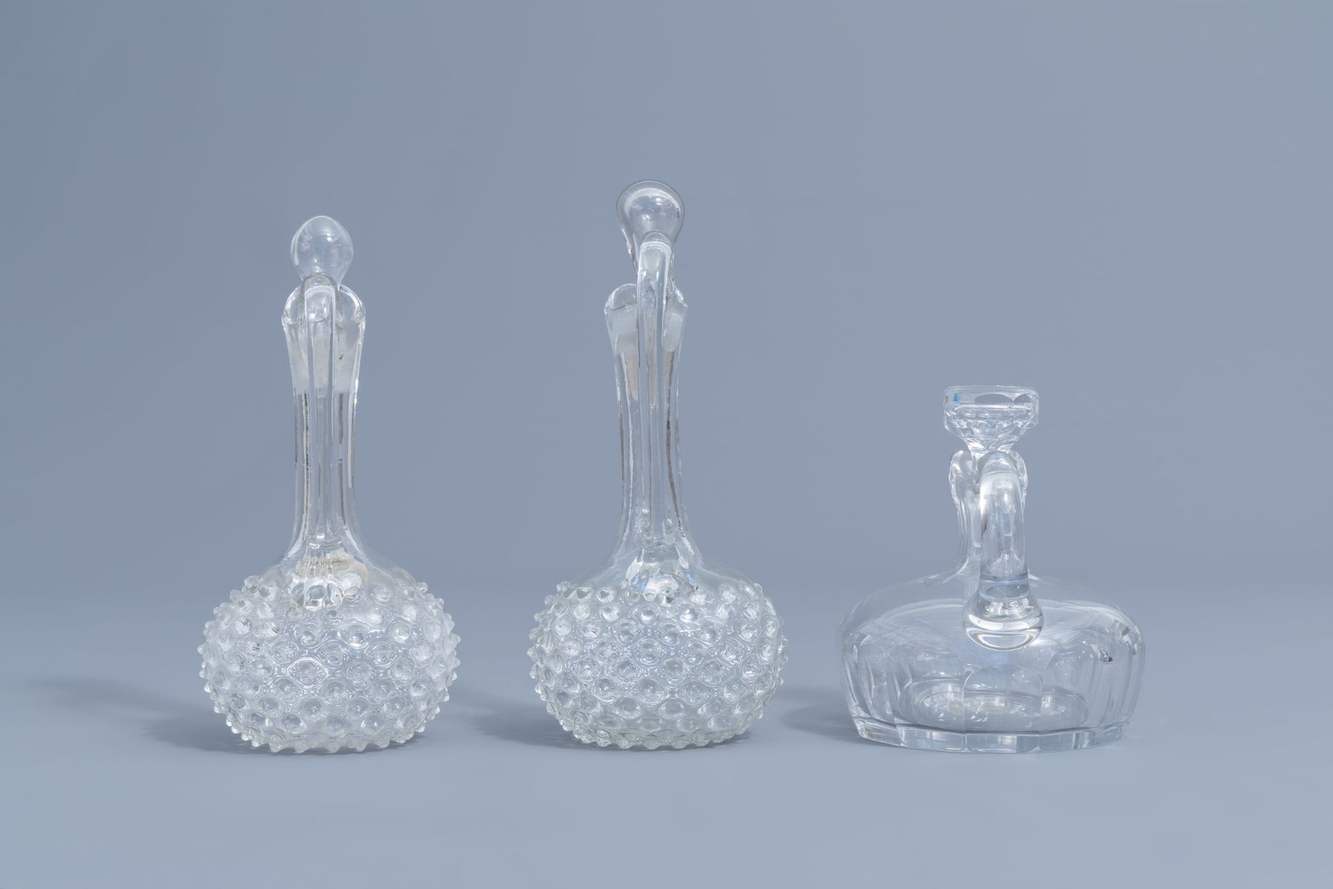 Five glass and crystal carafes, a.o. Verre de Lige, 18th C. and later - Image 3 of 17