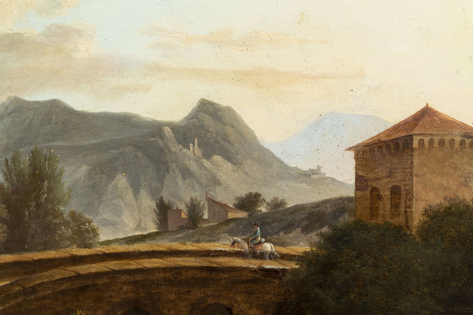 Italian school: An animated landscape, oil on panel, ca. 1800 - Image 5 of 6