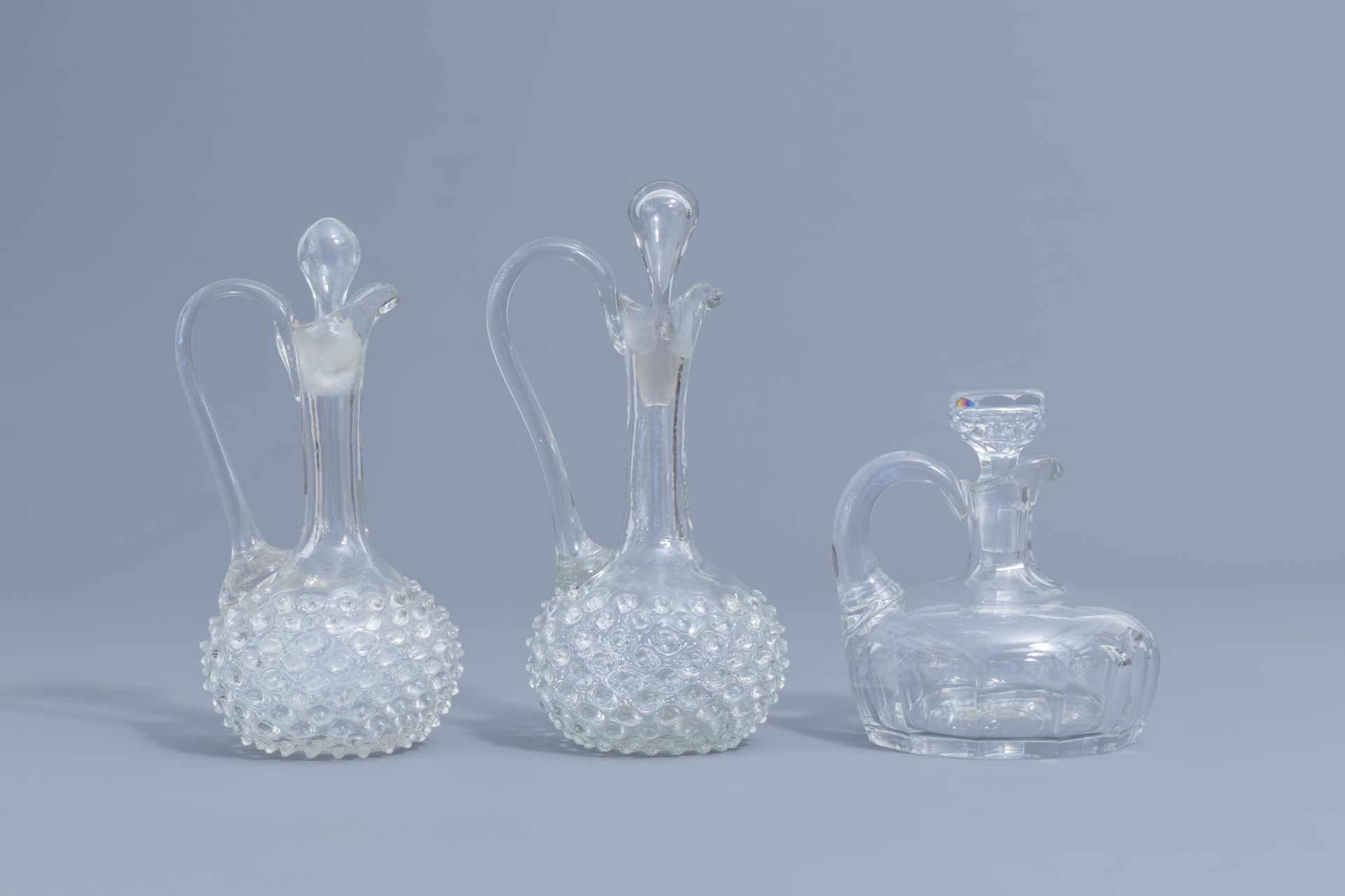 Five glass and crystal carafes, a.o. Verre de Lige, 18th C. and later - Image 2 of 17