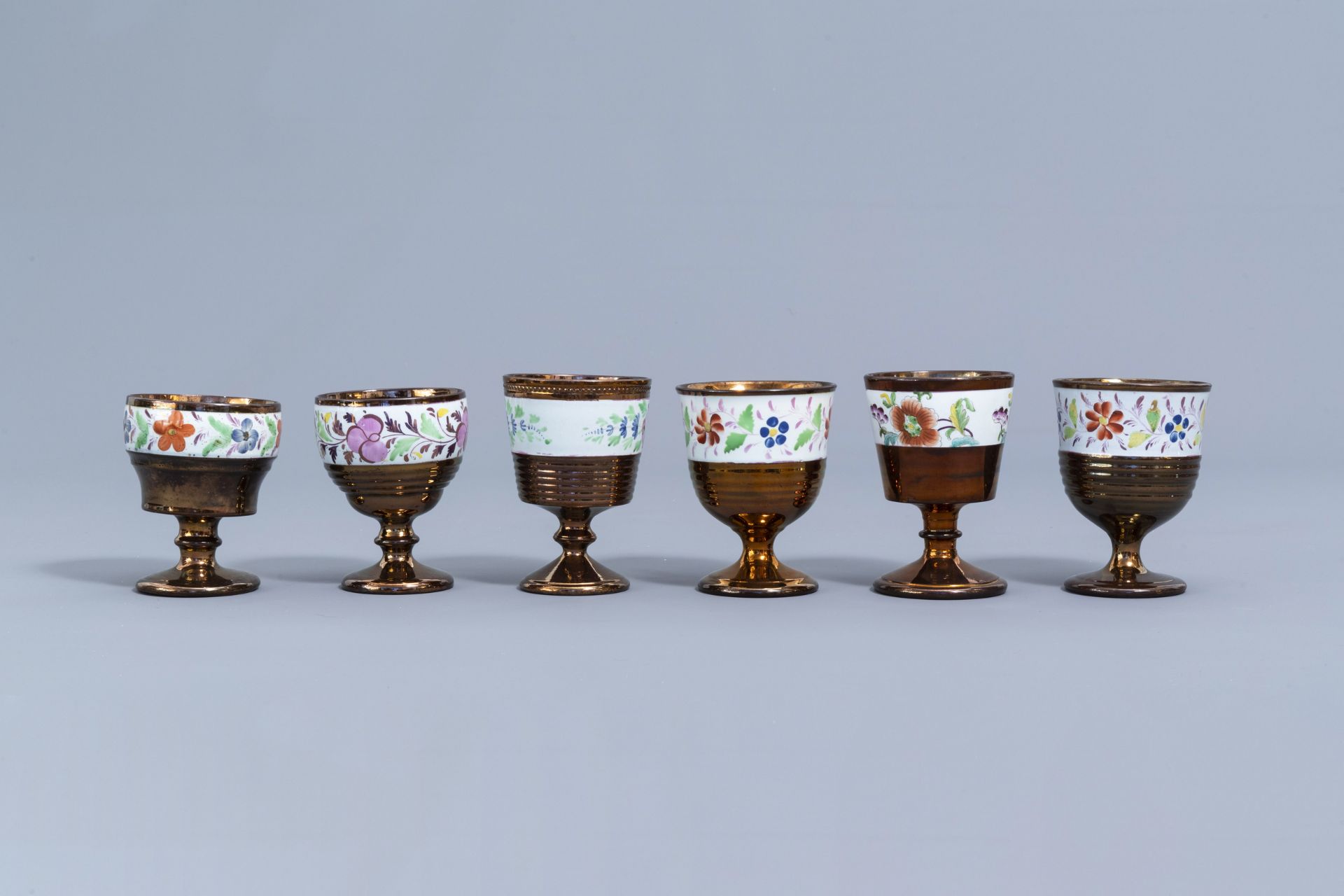 A varied collection of English lustreware items with polychrome floral design, 19th C. - Image 46 of 64