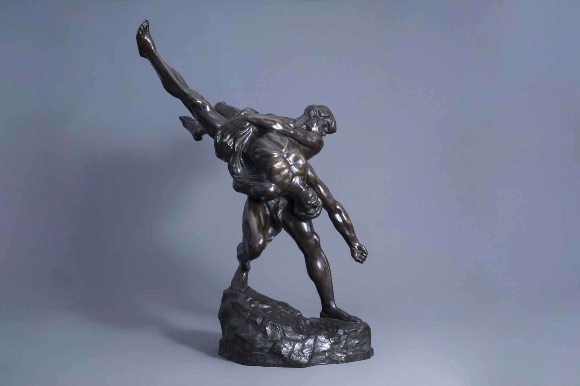 Jef Lambeaux (1852-1908): 'Les lutteurs', patinated bronze - Image 2 of 9