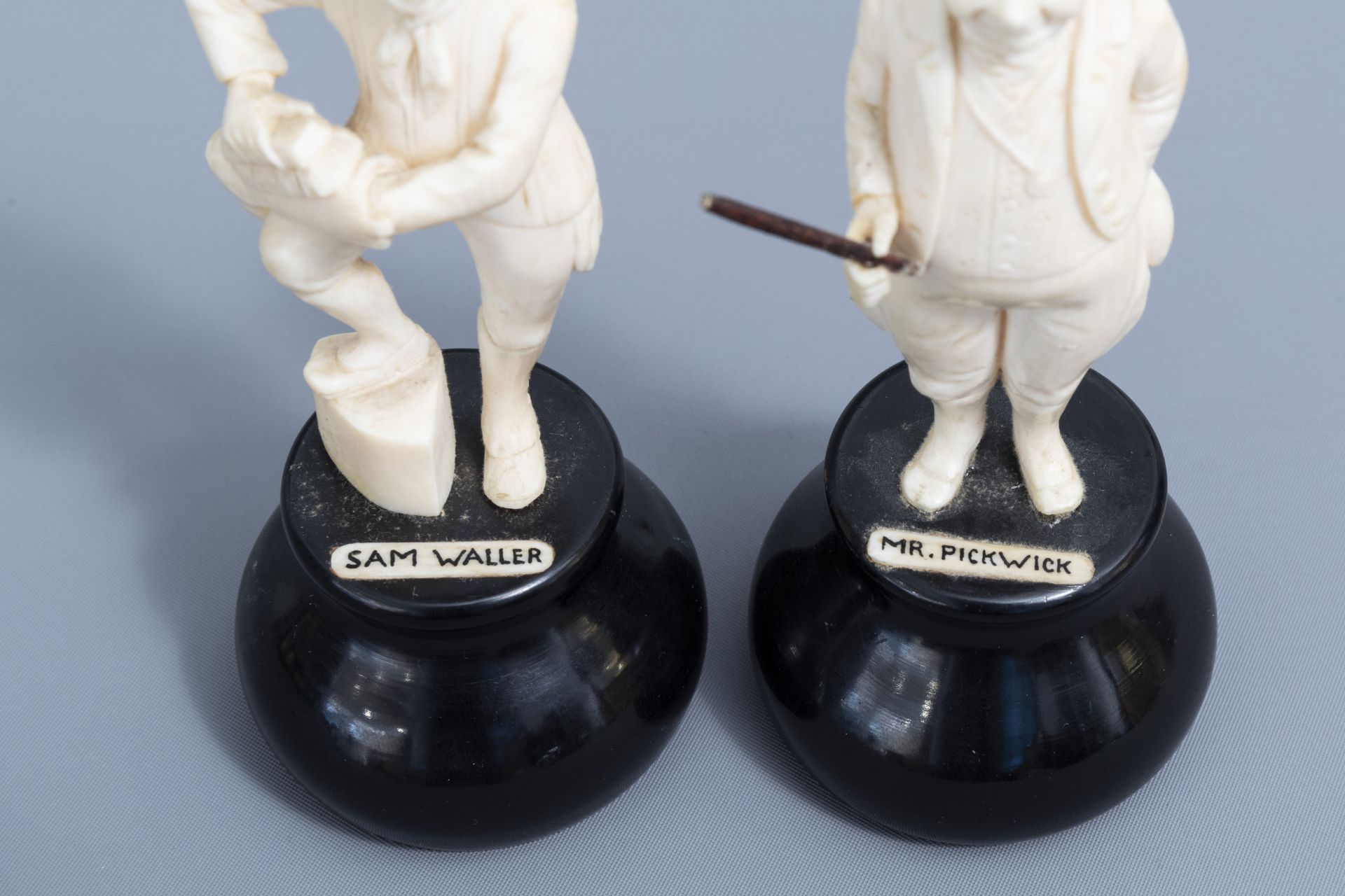 Five carved ivory figures of Charles Dickens 'Pickwick Papers' characters, prob., Dieppe, late 19th - Image 8 of 8