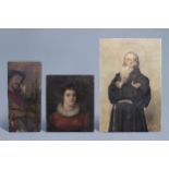 Flemish and Italian school: Three various works, oil on canvas and panel, 17th and 19th C.