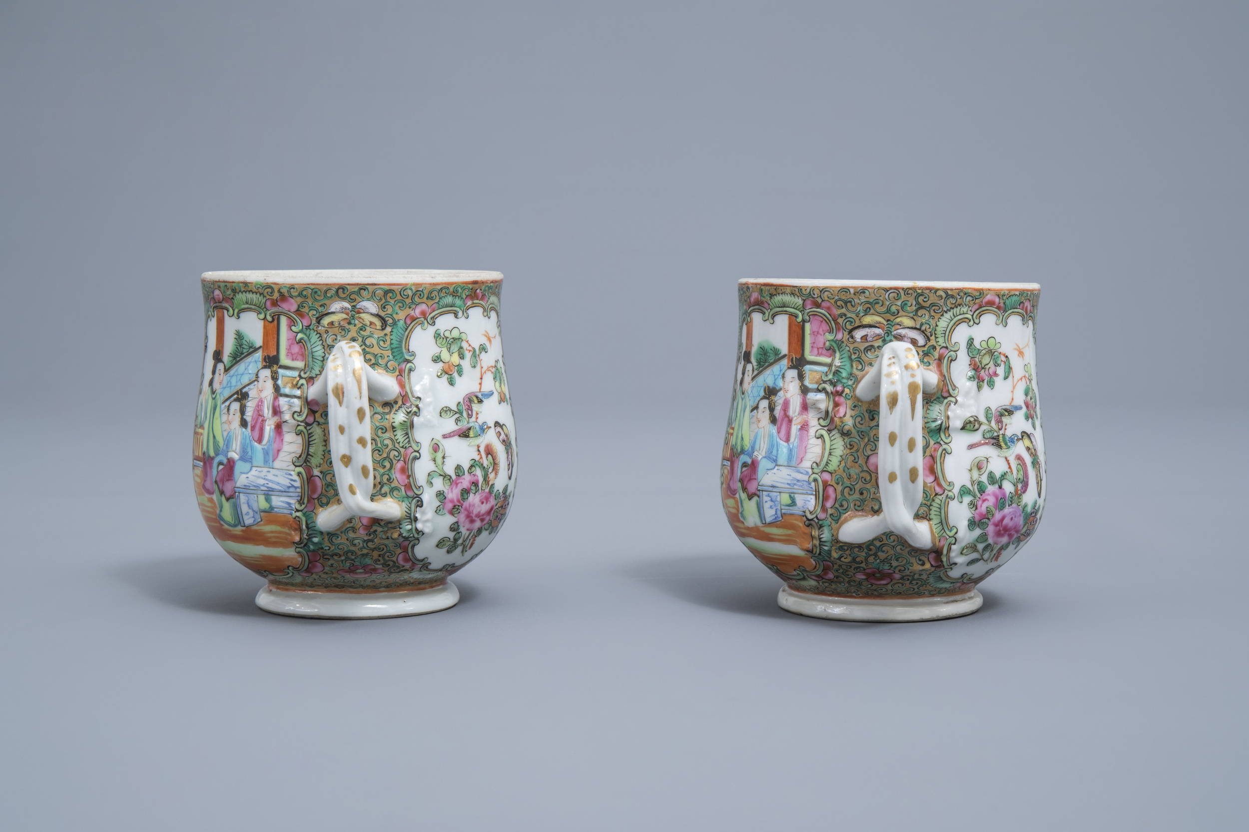 A varied collection of Chinse Canton and famille rose porcelain, 19th C. - Image 11 of 19