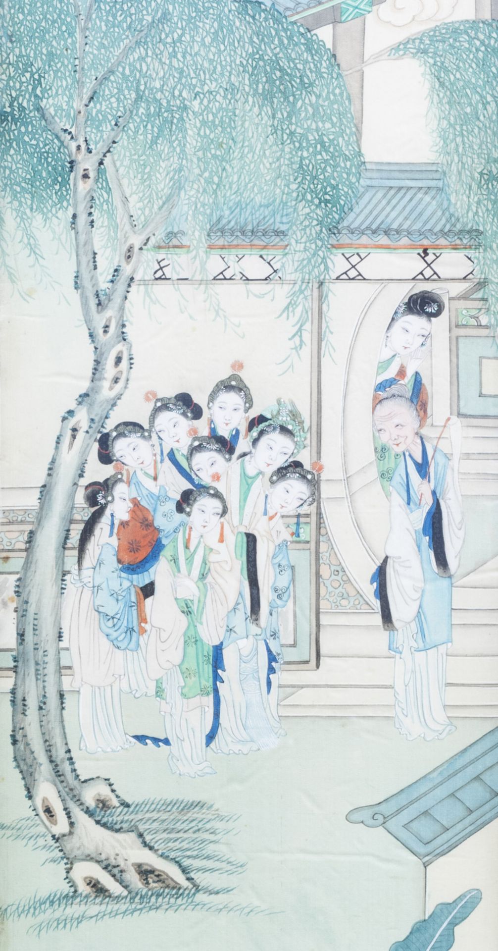 Chinese school, ink and colours on silk and pith paper, 18th/19th C.: Various paintings with figures - Image 5 of 12