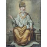 Italian school: Pope Sylvester I, mixed media on canvas, 18th C.