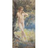Emile Baes (1879-1954): Young naked pan flute player, oil on canvas