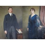 F. De Beule (19th/20th C.): Double portrait of a gentleman and a lady, oil on canvas