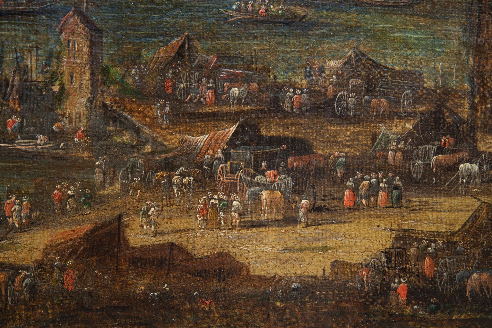 Flemish school, attributed to Peter Casteels II (ca. 1650-1701): Harbor view, 17th/18th C. - Image 5 of 8