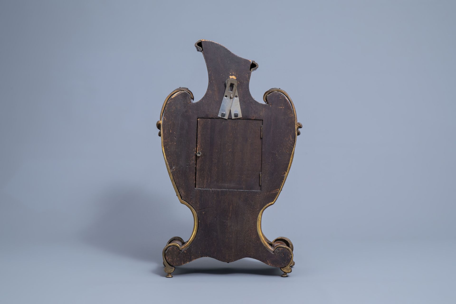 A German burl wood veneered brass mounted Louis XV style cartel clock, , 20th C. - Image 6 of 13