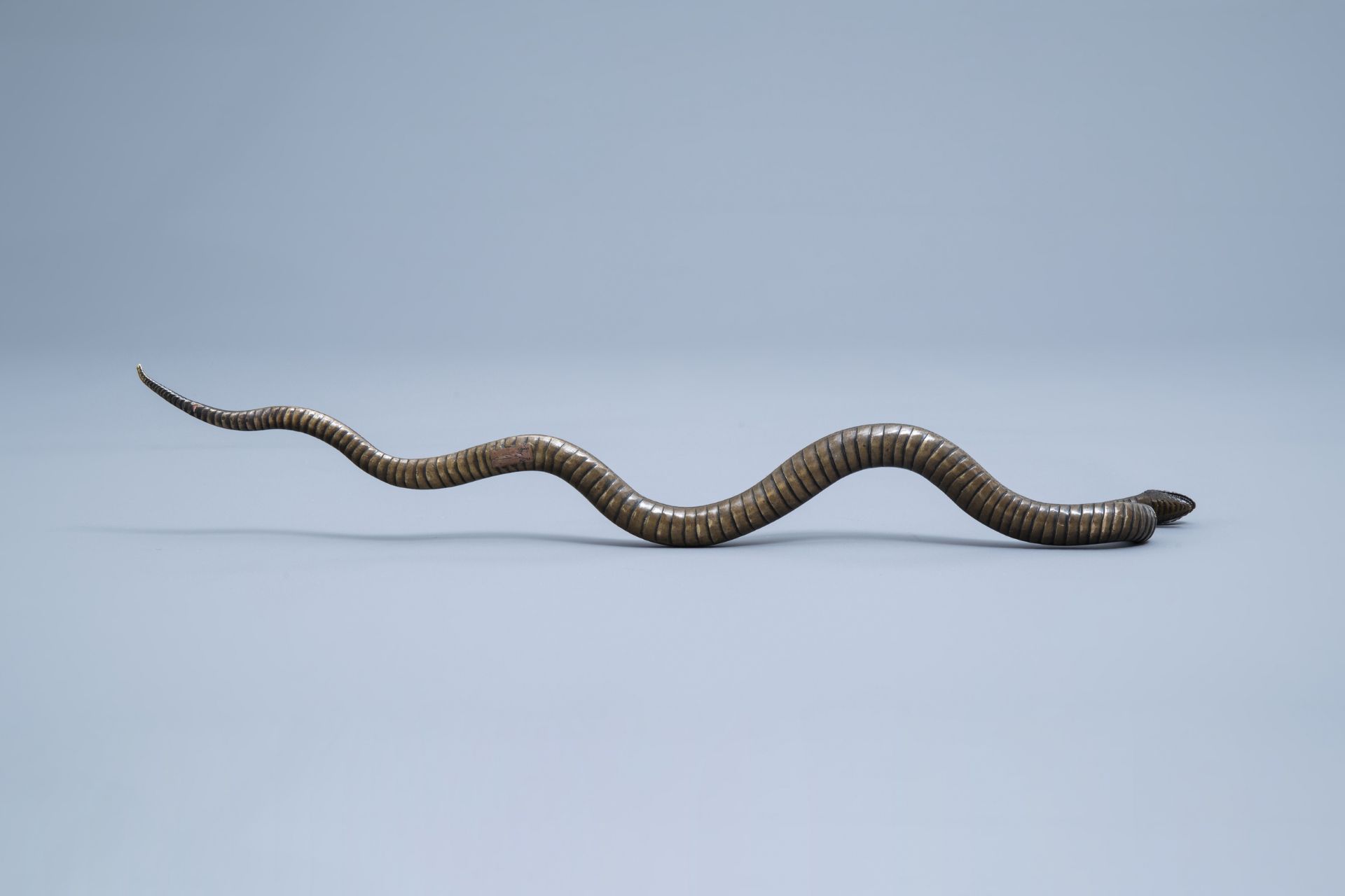 A Japanese bronze sculpture of a snake in an attack position, Meiji - Image 6 of 9