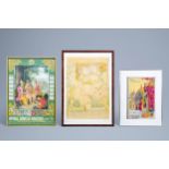 Three various Indian lithographs in colours, 20th C.