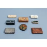 A collection of eight snuff and pill boxes and covers, various origins, 19th/20th C.