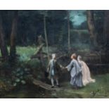 Franois Schommer (1850-1935, in the manner of): A galant scene in a park, oil on canvas