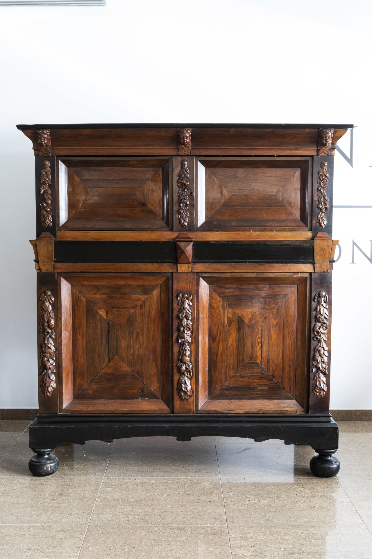 A Dutch wooden four-door cupboard, 17th C. and later - Bild 7 aus 11