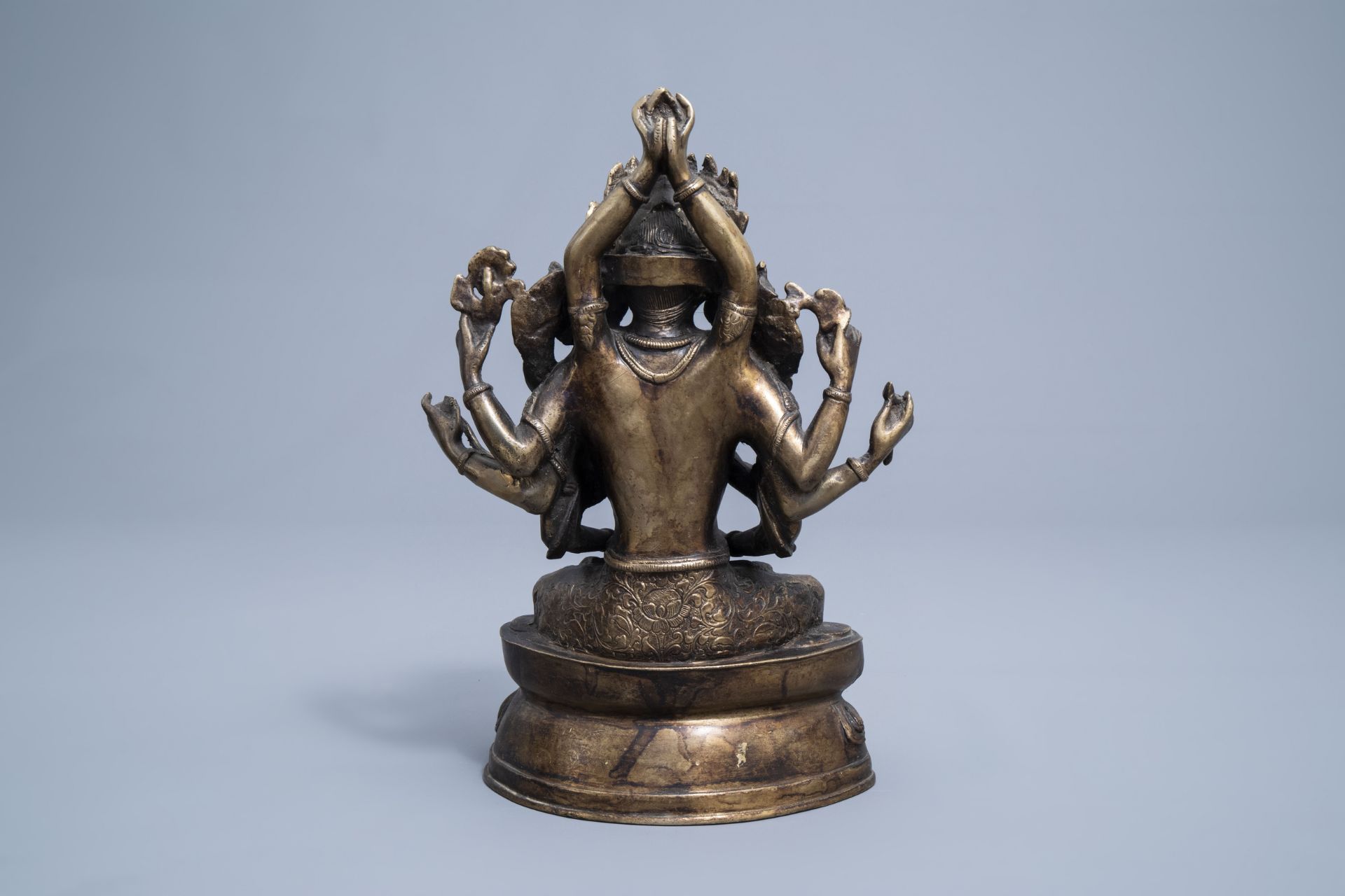 Three large Indian bronze figures depicting Ganesha and Shiva, 20th C. - Image 10 of 13