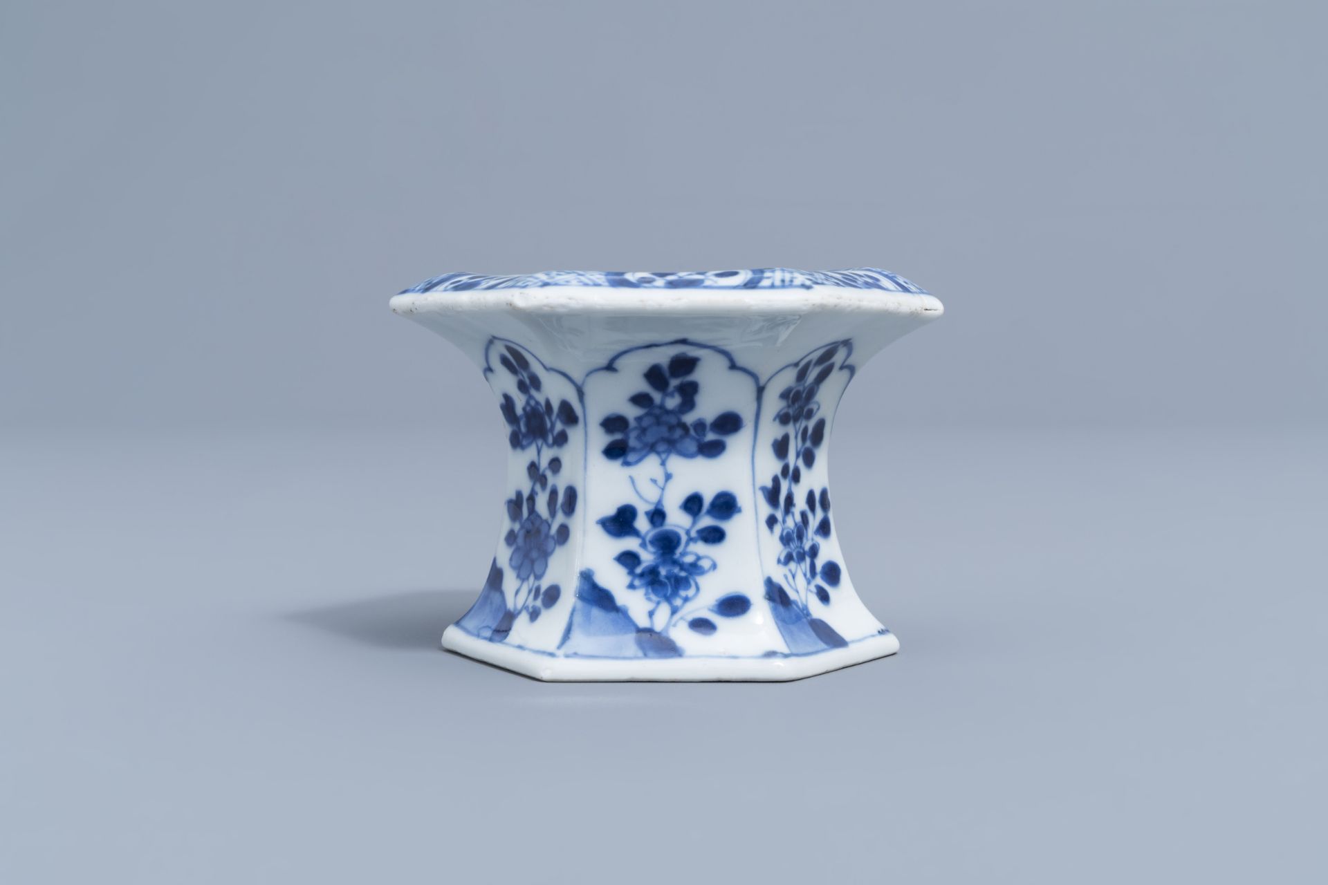 A Chinese blue and white salt and a 'Romance of the Western Chamber' spoon tray, Kangxi - Image 16 of 26