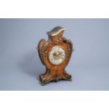 A German burl wood veneered brass mounted Louis XV style cartel clock, , 20th C.
