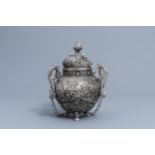 A Sino-Tibetan reticulated silver incense burner and cover, 19th/20th C.