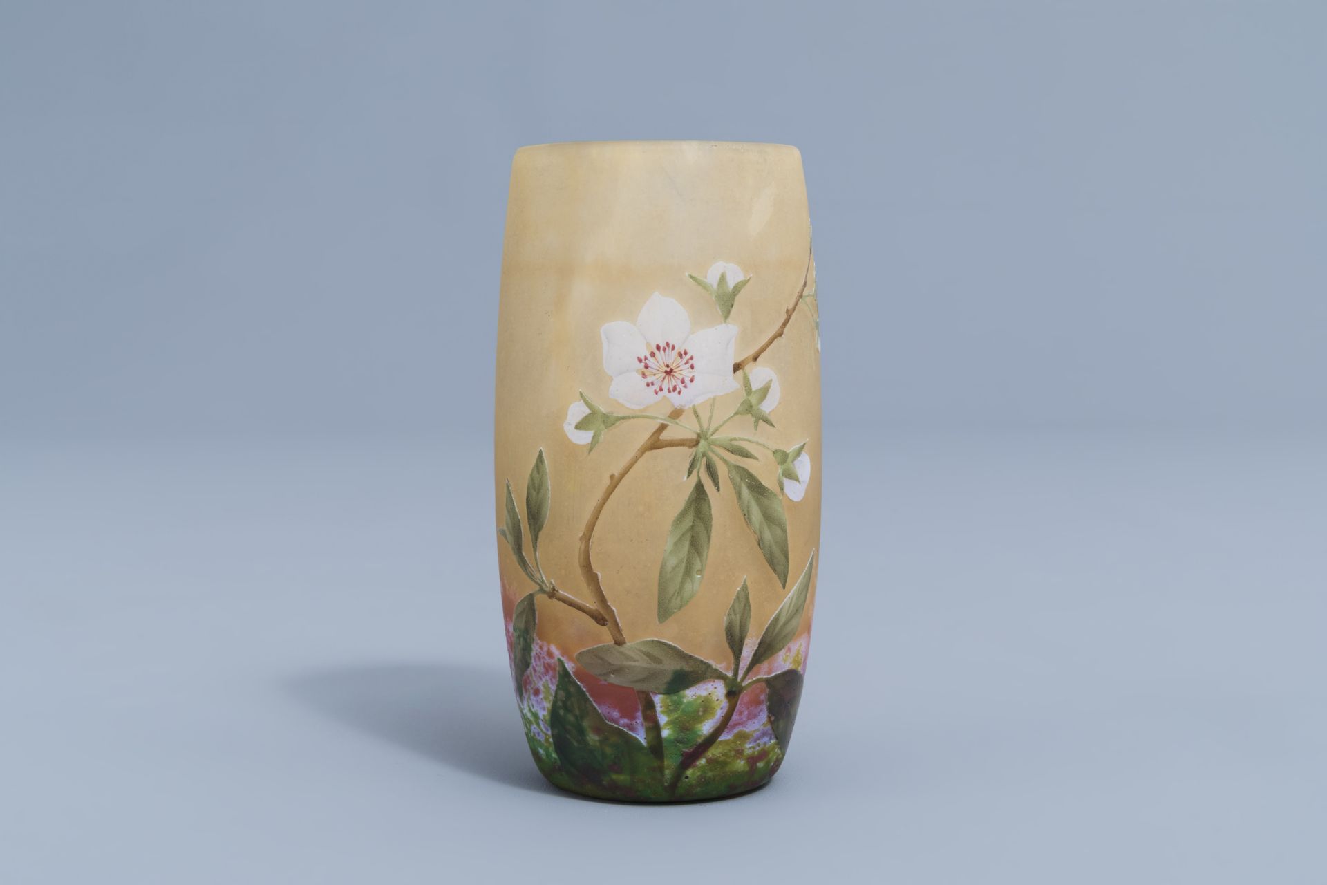 A French Art Nouveau etched overlay glass vase with floral design, Daum Nancy, first half of the 20t - Image 2 of 9