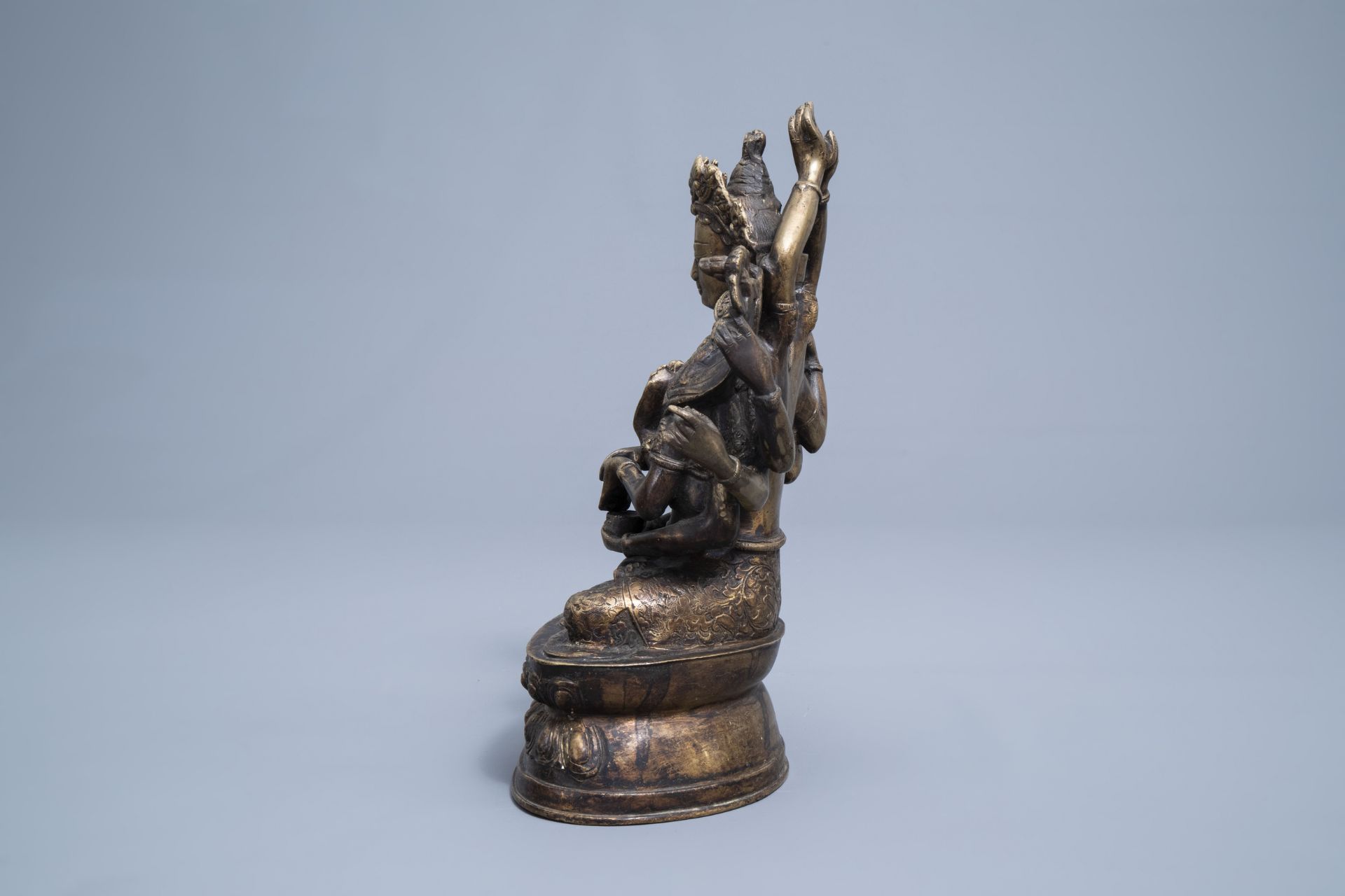 Three large Indian bronze figures depicting Ganesha and Shiva, 20th C. - Image 11 of 13