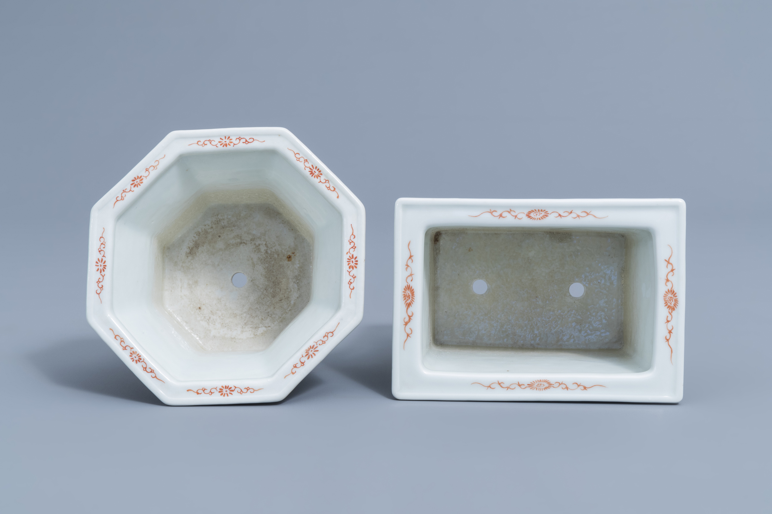 Two Chinese famille rose jardinires and a bowl with floral design, 20th C. - Image 6 of 15