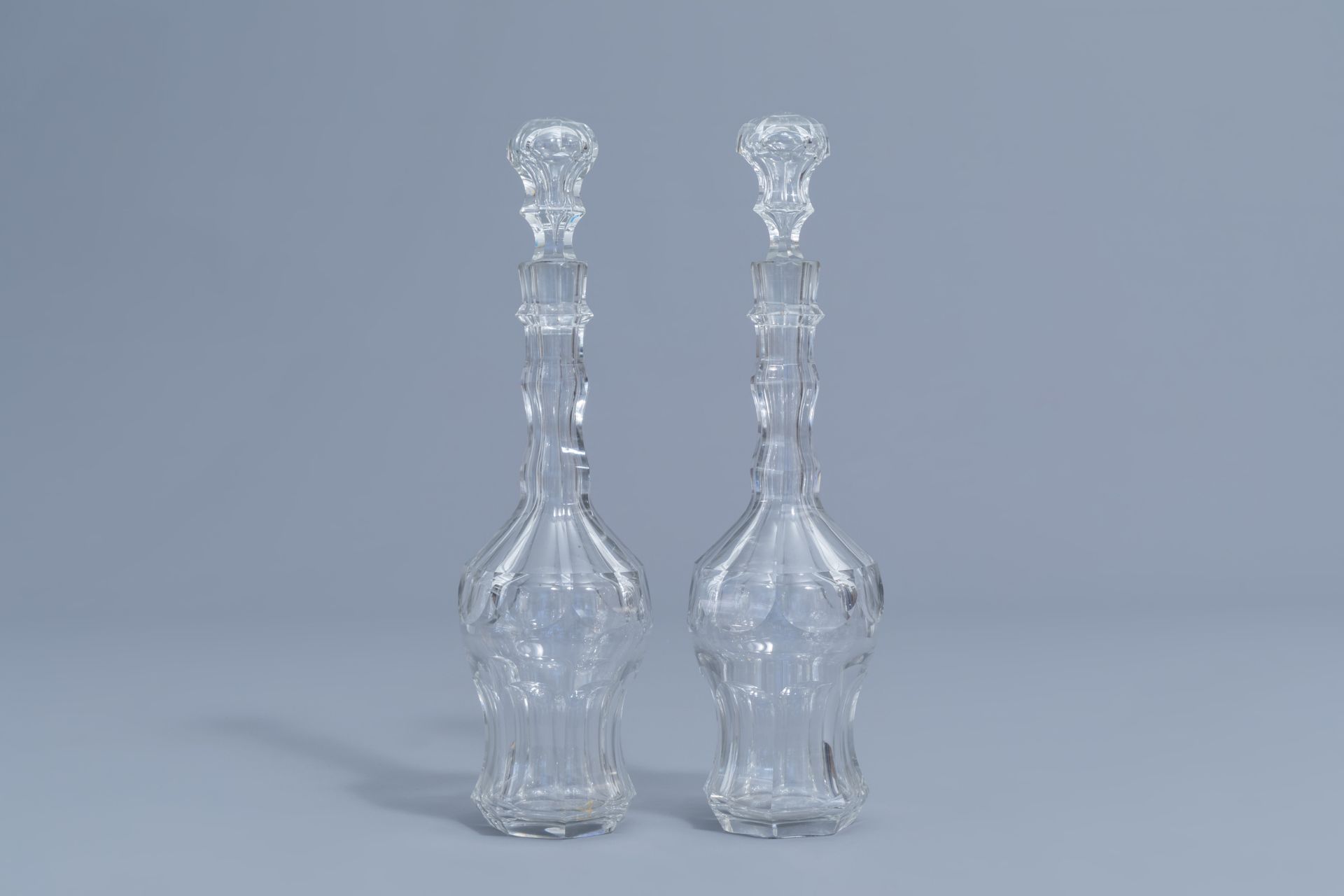 Five glass and crystal carafes, a.o. Verre de Lige, 18th C. and later - Image 13 of 17