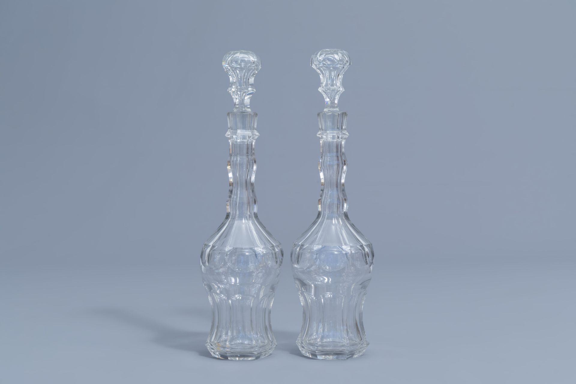Five glass and crystal carafes, a.o. Verre de Lige, 18th C. and later - Image 12 of 17