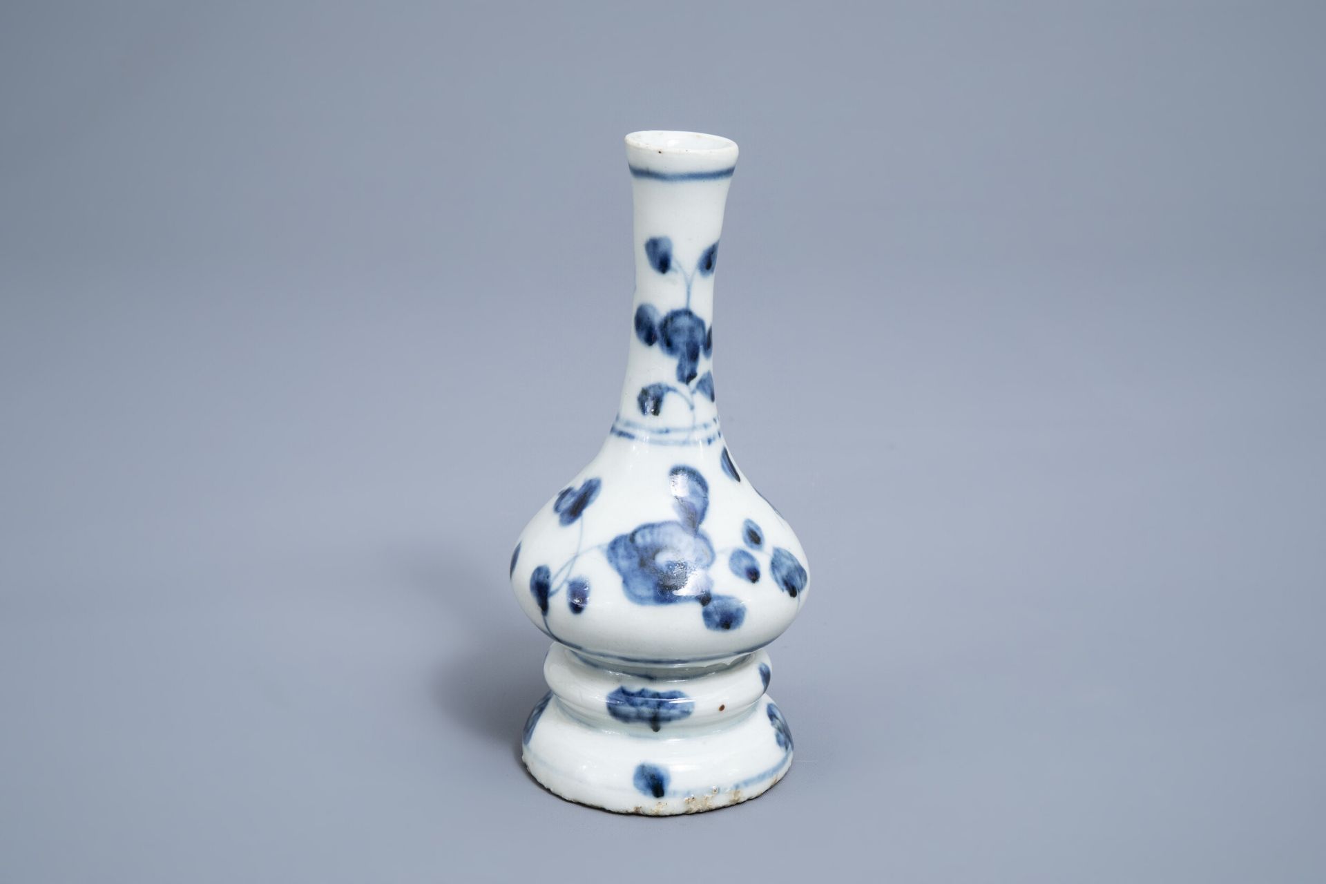 A Chinese blue and white Swatow vase with floral design, probably Ming