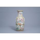 A Chinese Canton famille rose vase with floral design, 19th C.