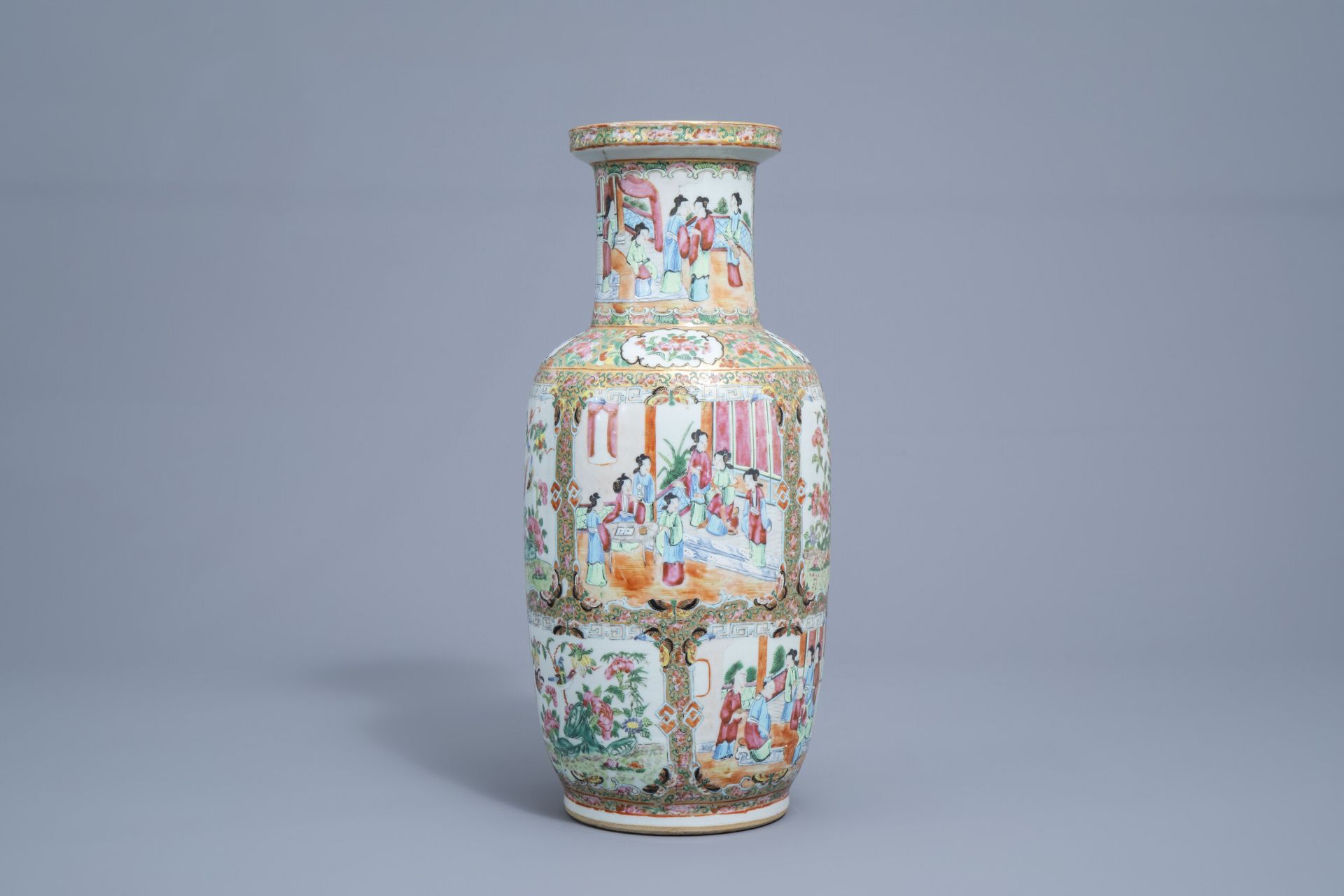 A Chinese Canton famille rose vase with floral design, 19th C.