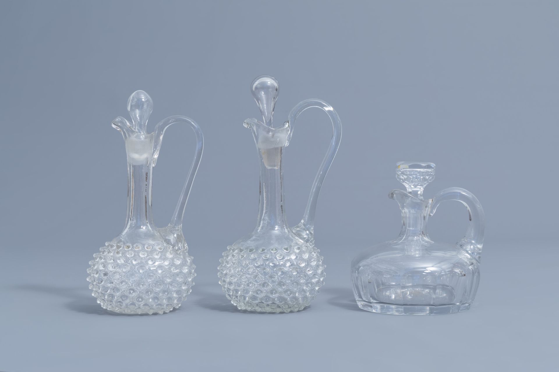 Five glass and crystal carafes, a.o. Verre de Lige, 18th C. and later - Image 4 of 17