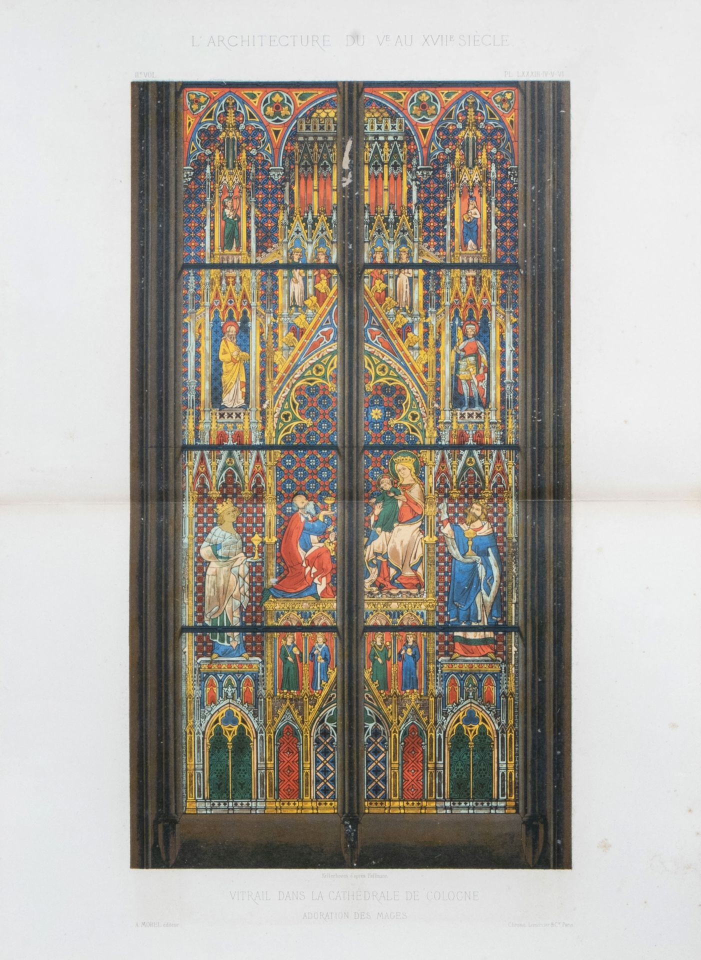 French school: 'Vitrail dans la cathedrale de Cologne - Adoration des mages', 19th C. - Image 4 of 11