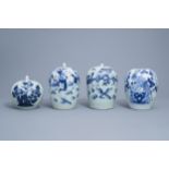 Four various Chinese blue, white and celadon ginger jars and jars and covers, 19th/20th C.