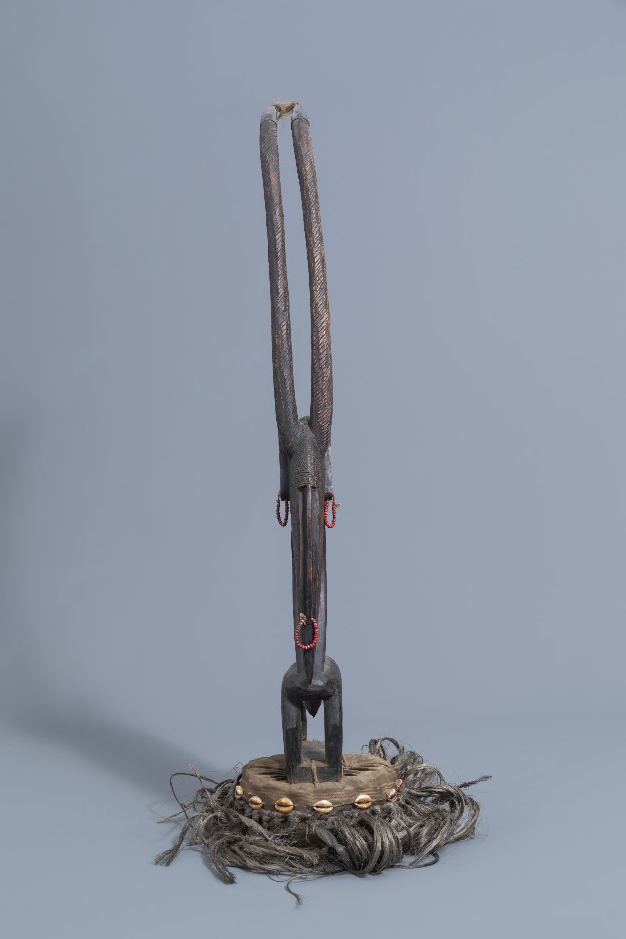 A Chi Wara headdress, Bamana, Mali, and a wooden person shaped sculpture, probably Mbembe, Nigeria, - Image 6 of 13