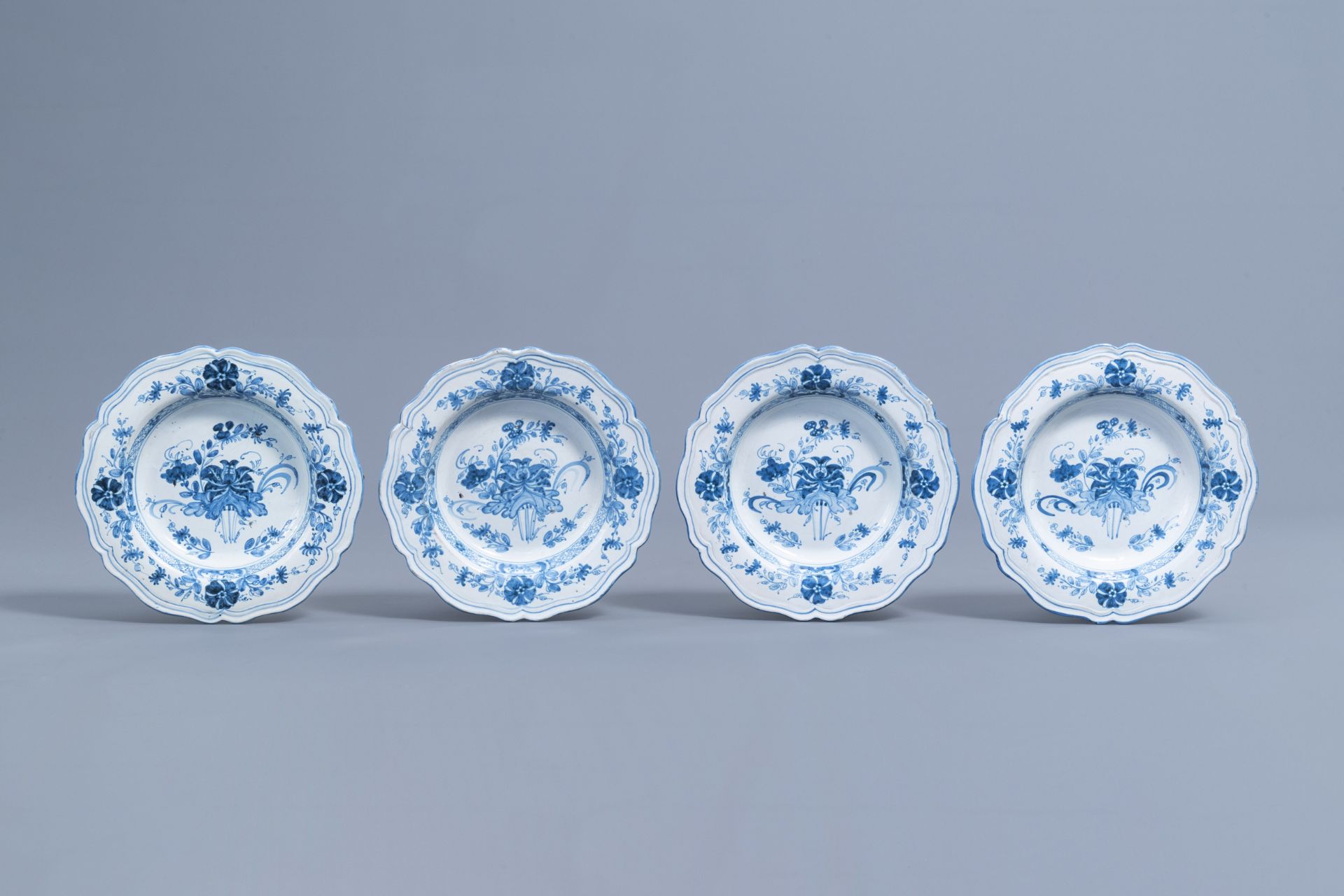 Six Italian blue and white deep plates and four flat plates, Ferniani, Milan, 18th C. - Image 4 of 14