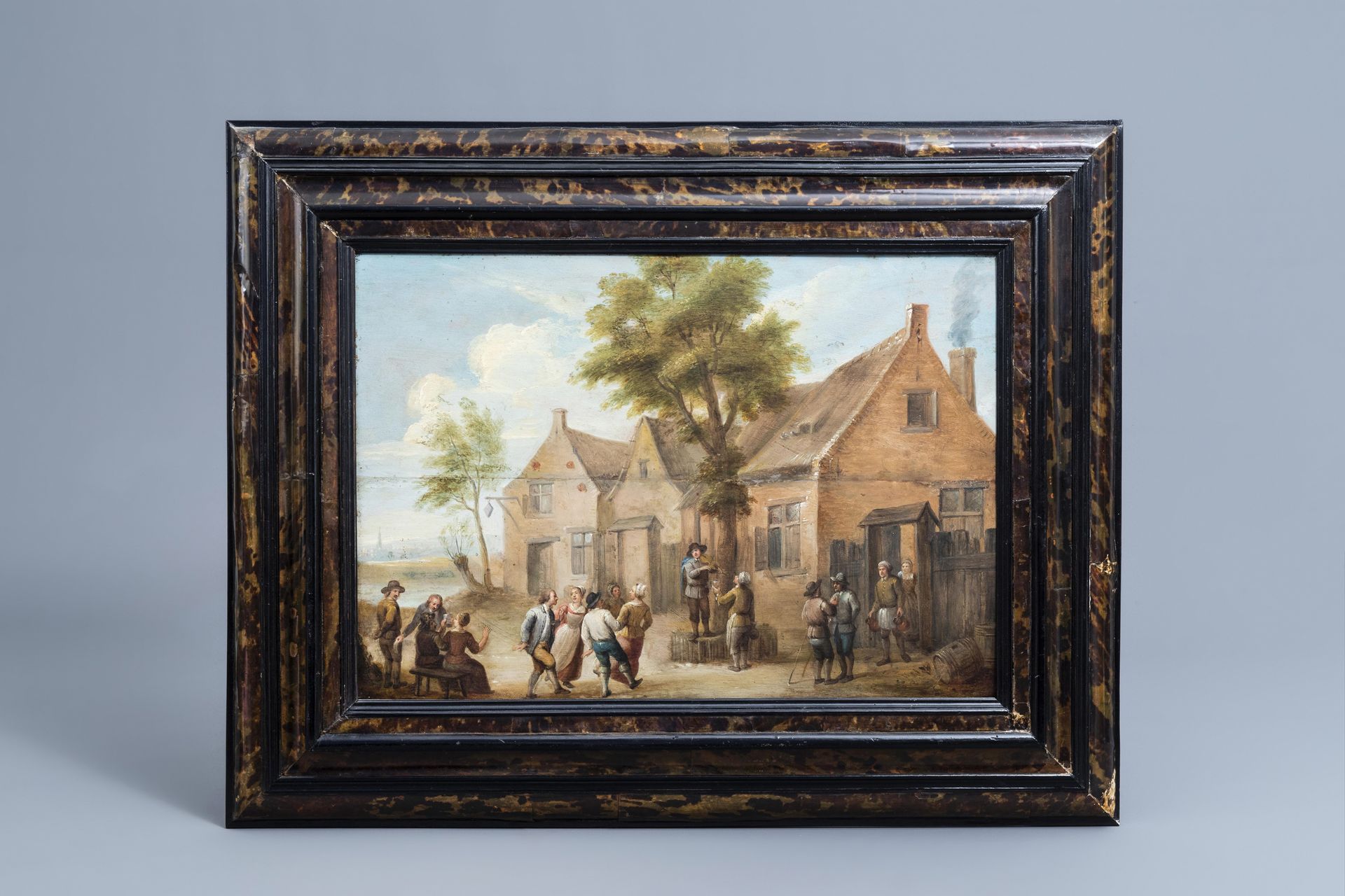 Flemish school, follower of David Teniers II (1610-1690): Peasant making merry, 18th C. - Image 2 of 6