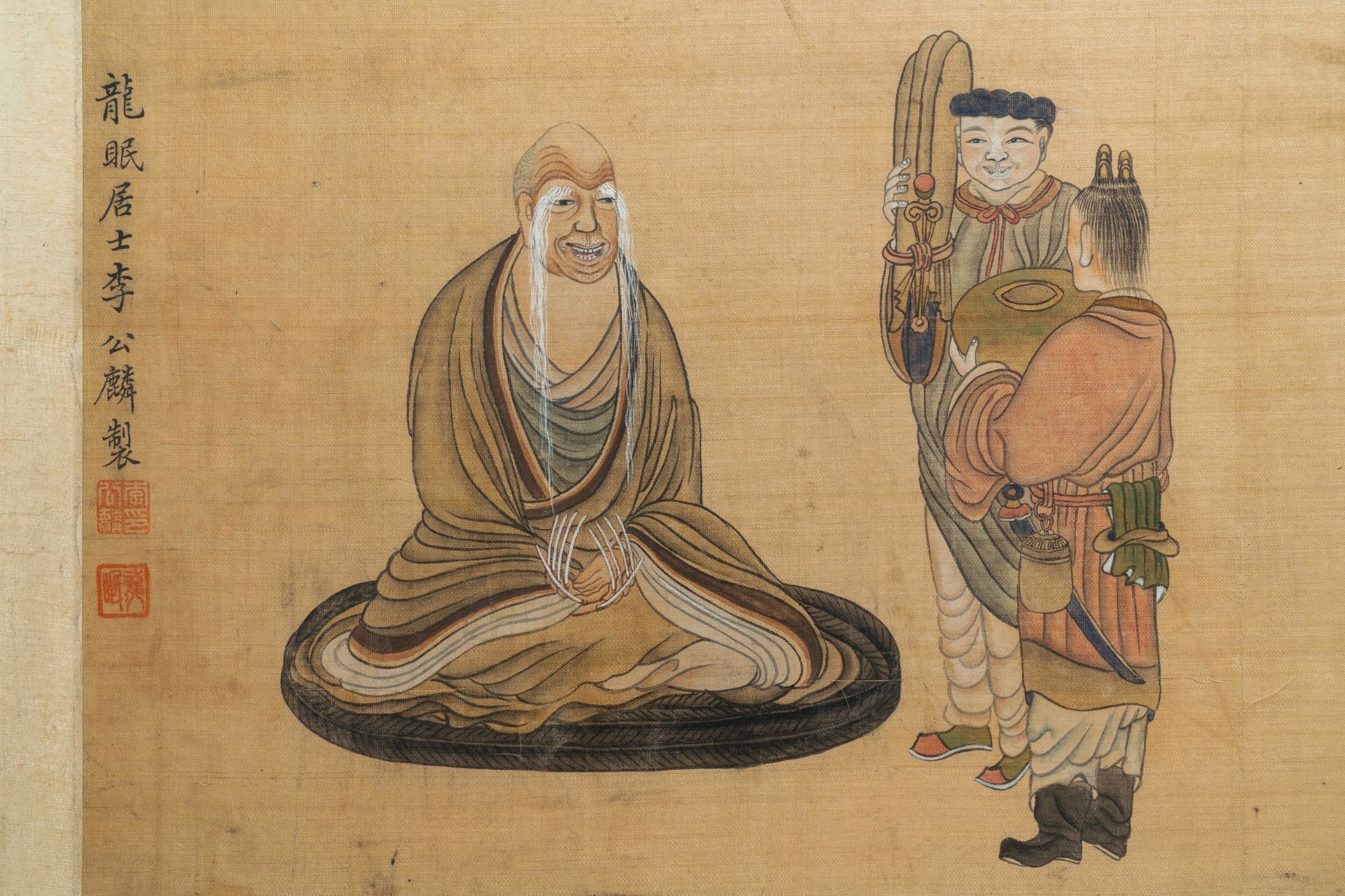 Chinese school, ink and colours on silk, 19th/20th C.: Immortals and their servants - Image 3 of 5