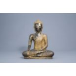 A large Thai gilt lacquered bronze figure of Buddha Maravijaya, Rattanakosin, 19th C.