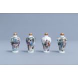 Seven Chinese famille rose snuff bottles with erotical design, 20th C.