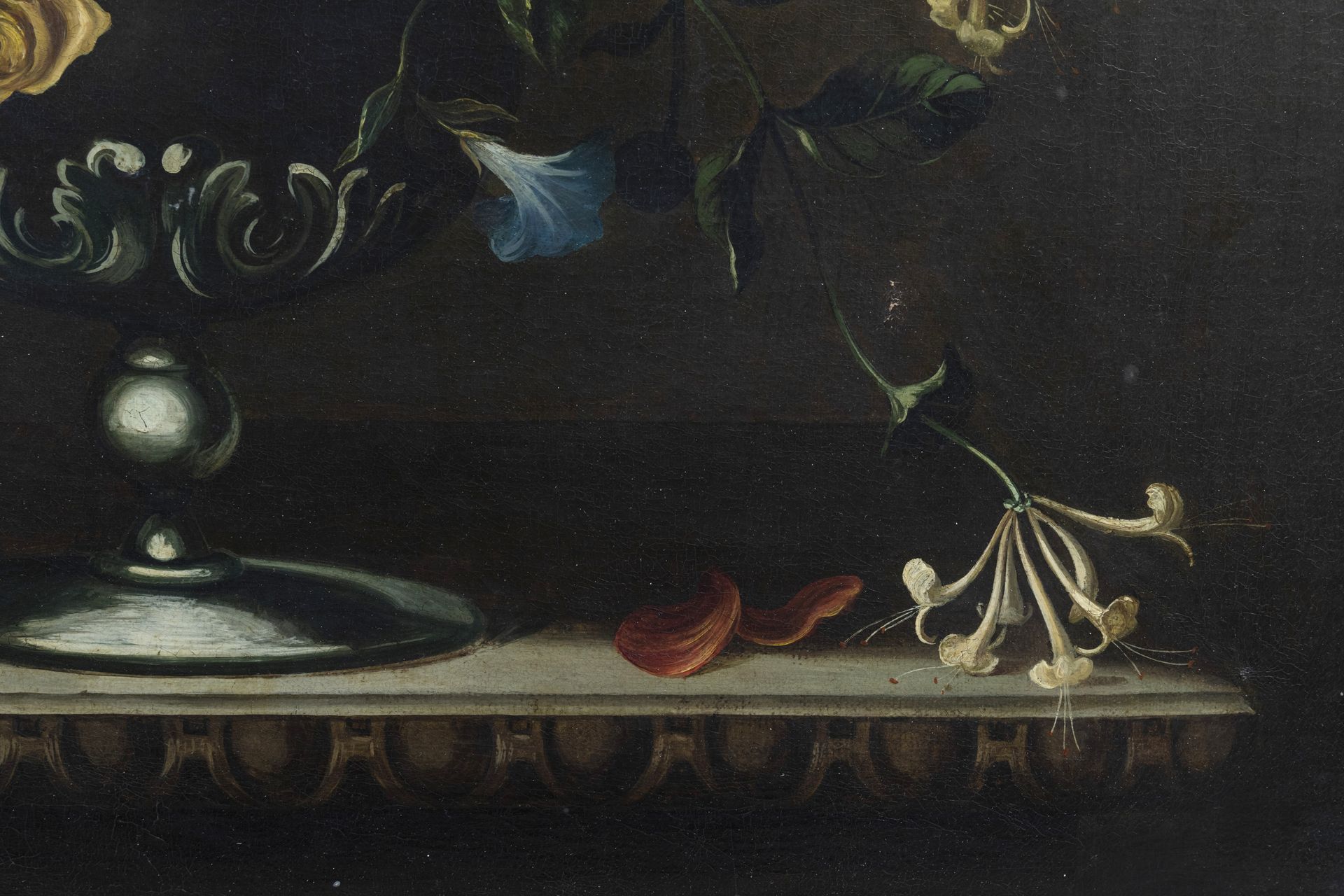 Dutch School: Still life of flowers, oil on canvas, 18th C. - Image 5 of 5