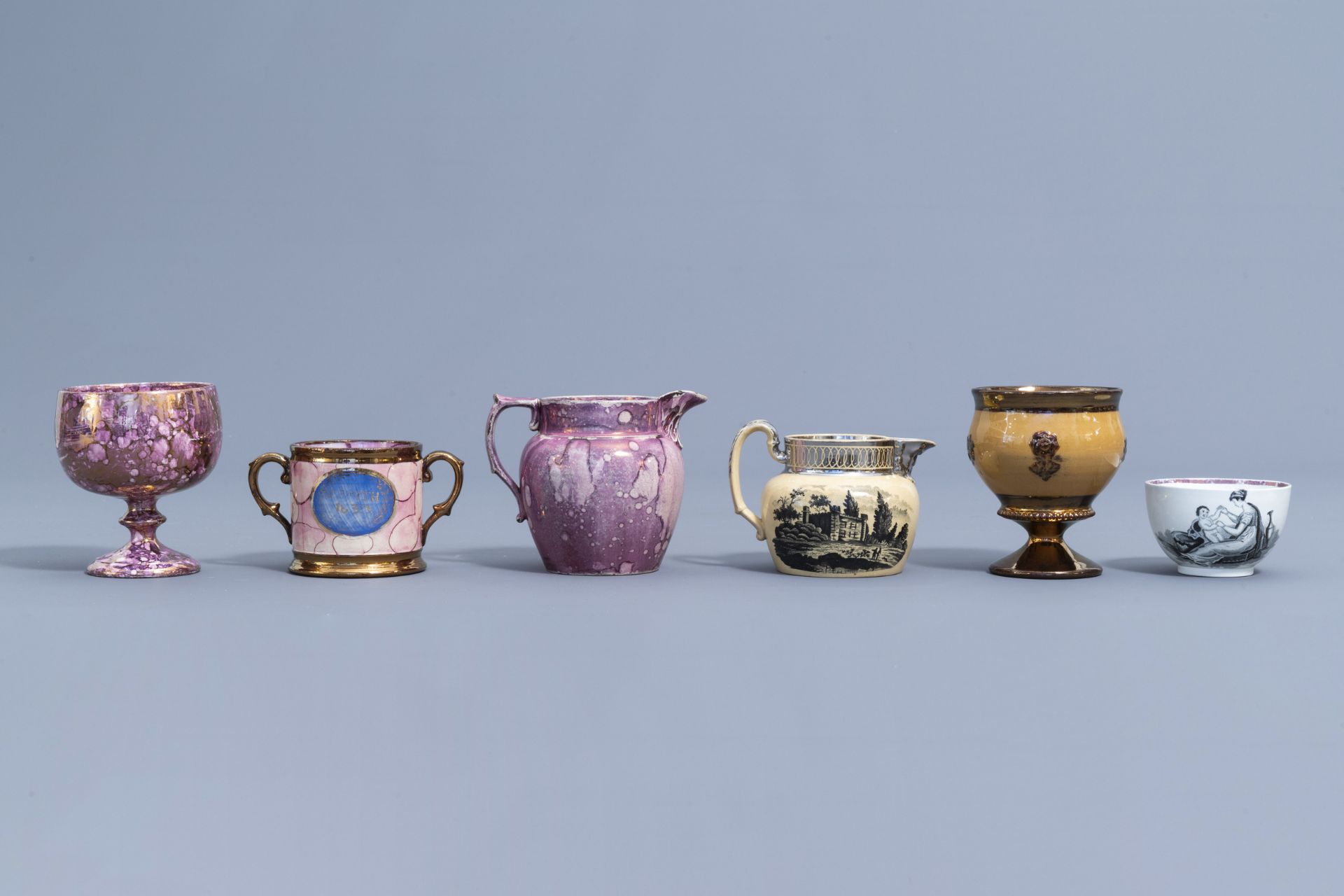 A varied collection of English lustreware items, 19th C. - Image 19 of 42