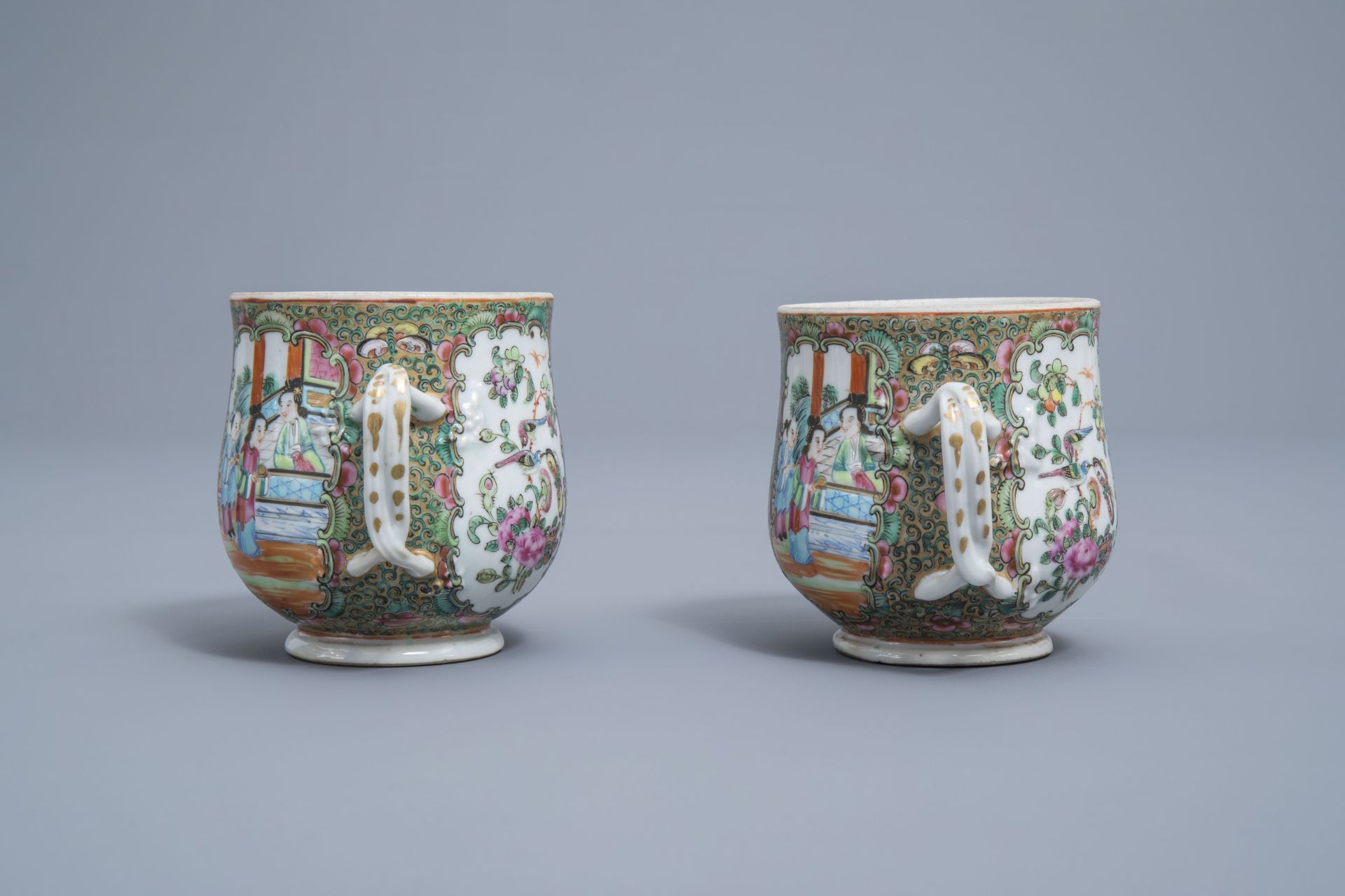 A varied collection of Chinse Canton and famille rose porcelain, 19th C. - Image 9 of 19